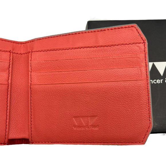Wincer & Plant Bi-color High Quality Bifold Men's Wallet 6 CC Grey Orange - Picture 8 of 11